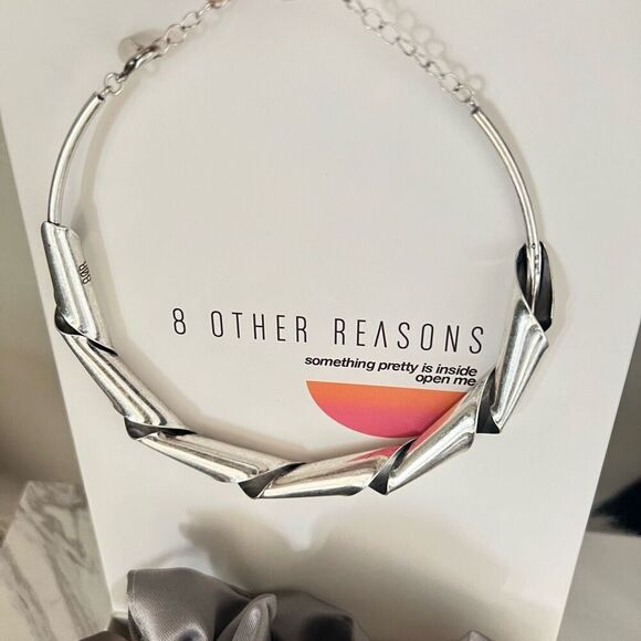8 OTHER REASONS Twisted Collar Necklace, Silver, Rustic Style, NWT - Picture 2 of 16